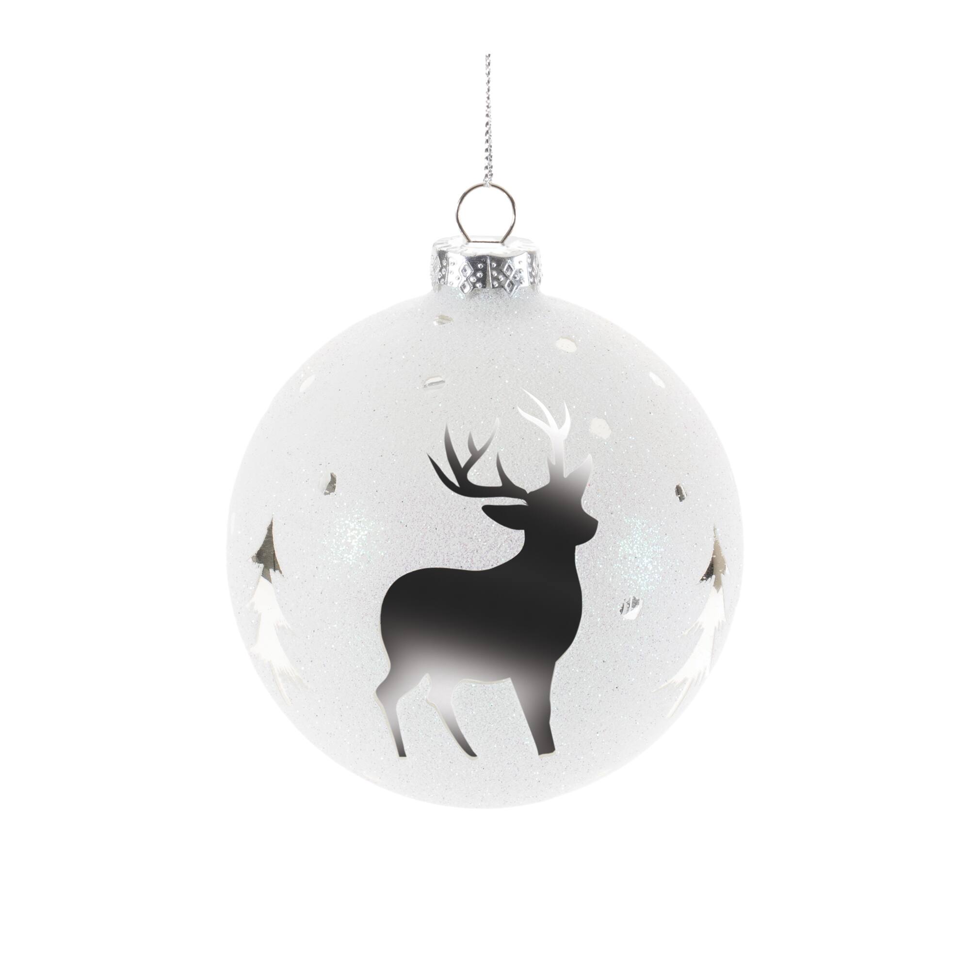Glittered Glass Deer Ornaments Set